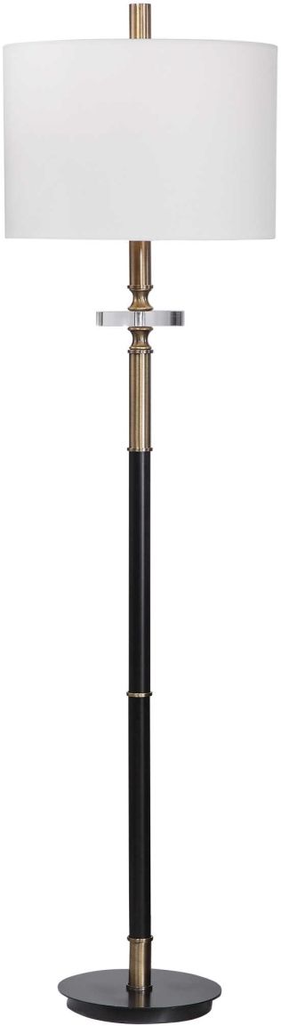 Uttermost® Maud Aged Black/Antique Brass Floor Lamp-0