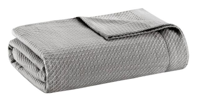 Olliix by Madison Park Egyptian Cotton Grey Twin Blanket-0