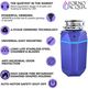 FORNO ACQUA® BrightDIAMOND 0.75 HP Continuous Feed Amethyst Garbage Disposal with Surround LED and Integrated Air Switch-5