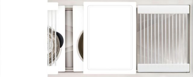 The Galley® Designer White Resin Ideal Workstation 3S + 12" DryDock® Drain Side, Five Tool Culinary Kit, One DryDock® Tool-0