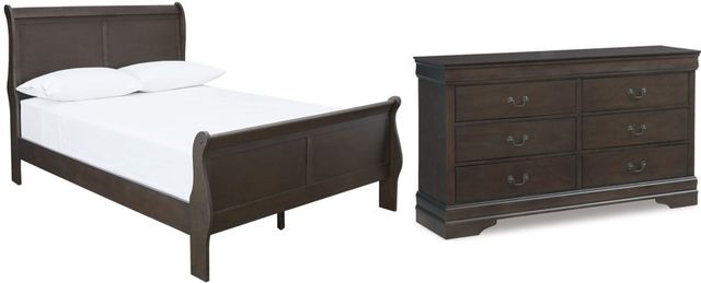 Signature Design by Ashley® Leewarden 2-Piece Dark Brown Full Sleigh Bed Set-0