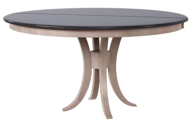 Country View Woodworking Customizable Webster 38" Hickory Top Dining Table with 1-Leaf and Brown Maple Base-0