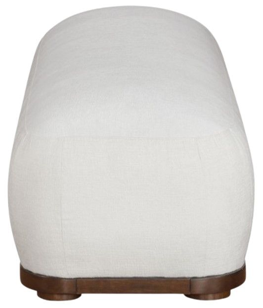 Meridian Furniture Calum Cream/Walnut Chenille Fabric Bench-2