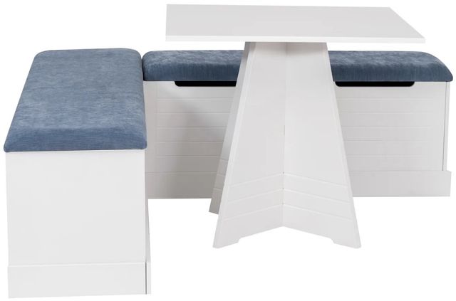 Linon Nancy 3-Piece Blue/White Square Table Nook Set-1