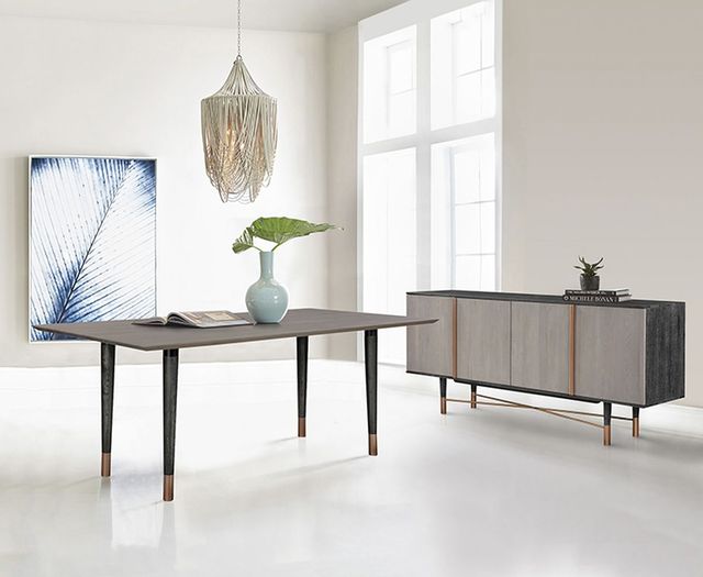 Armen Living Turin Rustic Black Brushed Dining Table and Sideboard