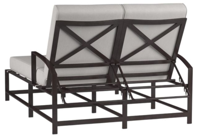Sunset West La Jolla Espresso Aluminum Outdoor Double Chaise with Canvas Flax Cushion-2