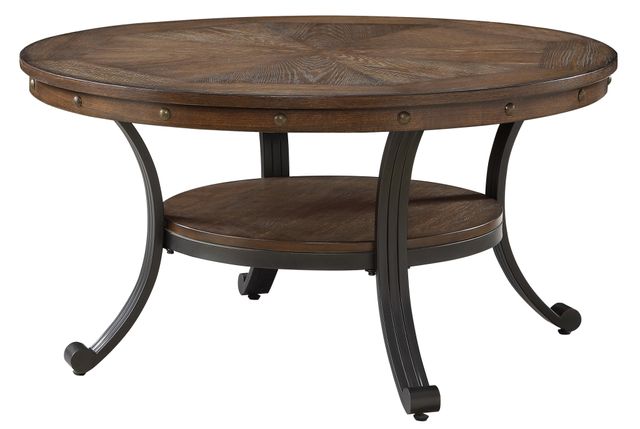 Powell® Franklin Rustic Umber Cocktail Table with Black Base