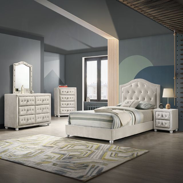 ACME Furniture Reggie Gray Twin Upholstered Panel Bed-1