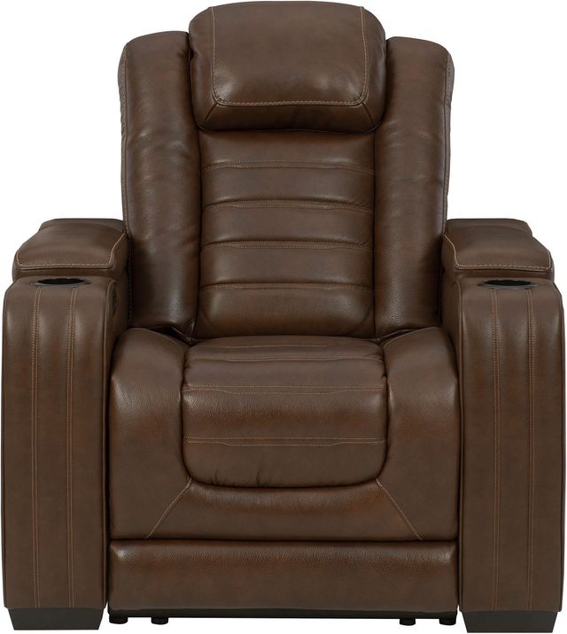 Signature Design by Ashley® Backtrack Chocolate Power Adjustable Headrest Recliner -1