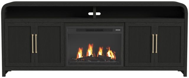 Elements International Ridgemont Black with Grain 82" TV Console with Fireplace Insert-2