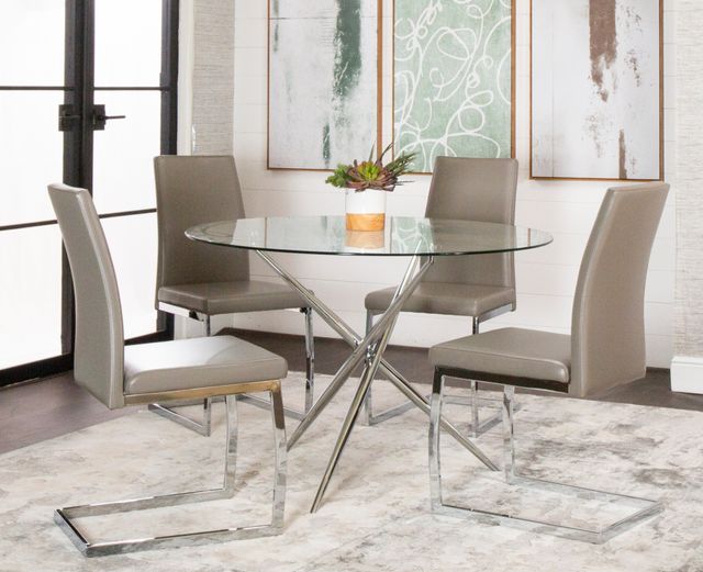 Cramco Eva Glass Top Round Dining Table with Chrome Base-4