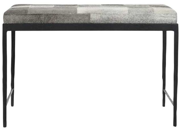 Classic Home Achen Black/Sparrow Gray Hide 28" Bench -2