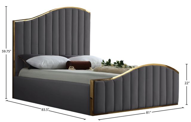 Meridian Furniture Jolie Gray King Upholstered Panel Bed-2