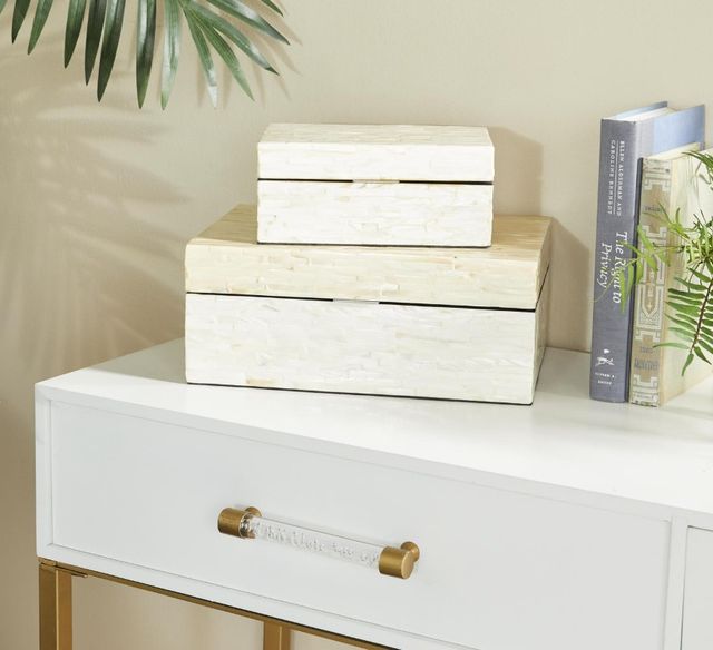 Deco Marche 2-Piece White Handmade Box Set-3