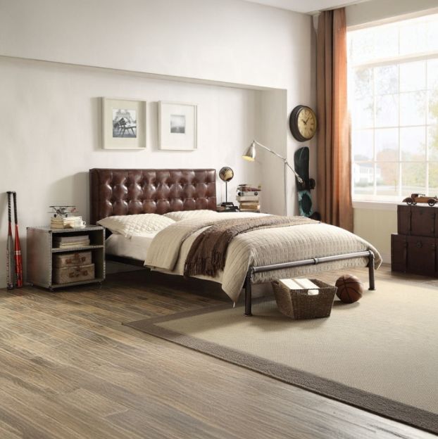 ACME Furniture Brancaster Brown Queen Upholstered Panel Bed-1