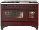 Ilve® Majestic III 48" Burgundy Pro Style Dual Fuel Liquid Propane Range with Triple Glass Door and Burnished Trim-0