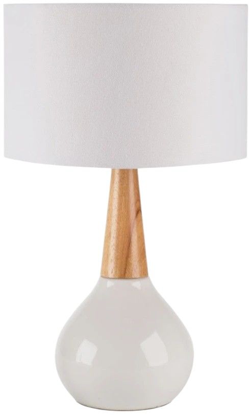 Surya Kent Glazed White/Natural Tan Table Lamp-0
