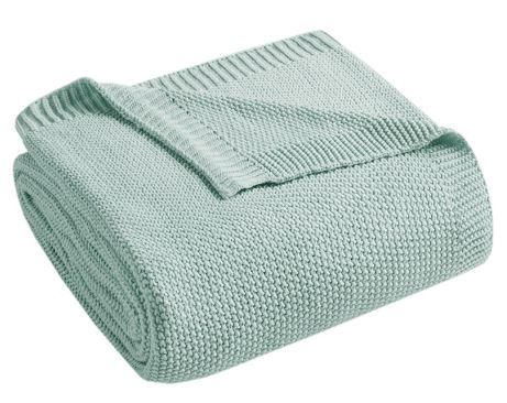 Olliix by INK+IVY Bree Knit Aqua 50" x 60" Throw-0
