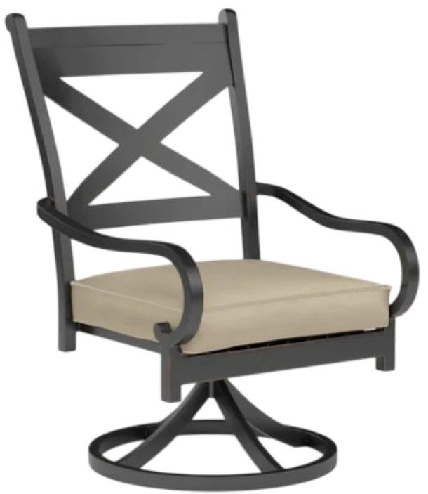 Sunset West Monterey Old World Copper Aluminum Outdoor Dining Swivel Chair with Linen Stone Cushion-0