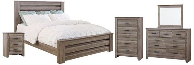 Signature Design by Ashley® Zelen 5-Piece Warm Gray King Panel Bed Set-0