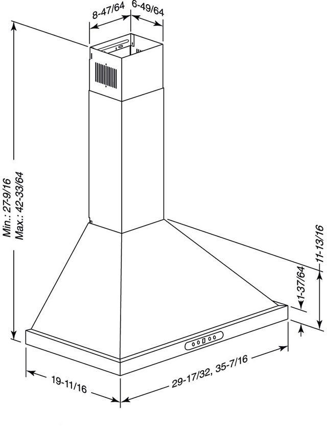 Broan® Elite EWP1 Series 30" Stainless Steel Pyramidal Wall Mounted Range Hood-4