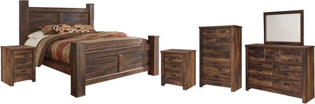 Signature Design by Ashley® Quinden 6-Piece Dark Brown King Poster Bed Set-0
