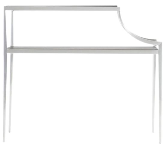 Bernhardt Cornelia Glass Top Nebbia Square Side Table with Brushed Stainless Steel Base-3