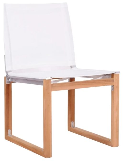 Meridian Furniture Rio Natural Teak/Off-White Fabric/Wood Outdoor Dining Side Chair-0