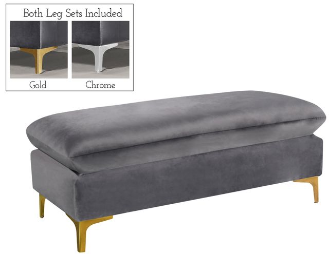 Meridian Furniture Naomi Grey Velvet Ottoman-0