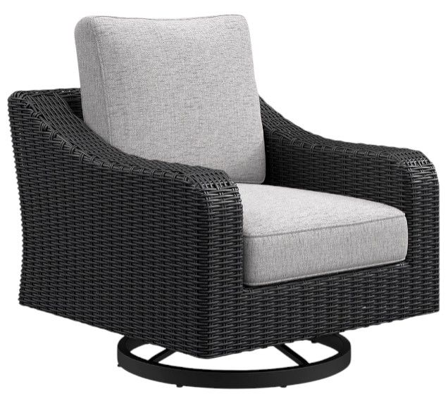 Signature Design by Ashley® Beachcroft Black/Light Gray  Fabric/Resin Outdoor Swivel Lounge Chair