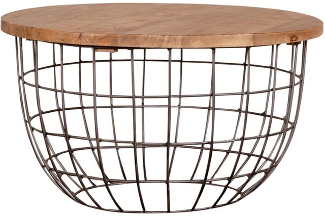 Liberty Furniture Akins Weathered Honey Accent Tables with Gunmetal Nesting Caged -2