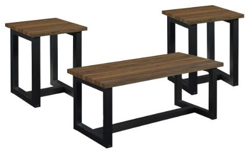 Mazin Furniture Tegan 3-Piece Black/Walnut Occasional Table Set-0