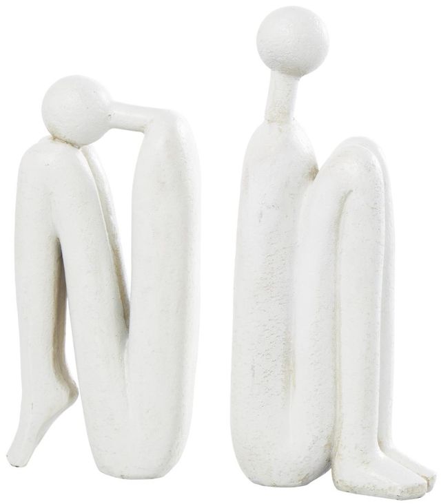 Deco Marche 2-Piece White Polystone People Decorative Bookends Set-0