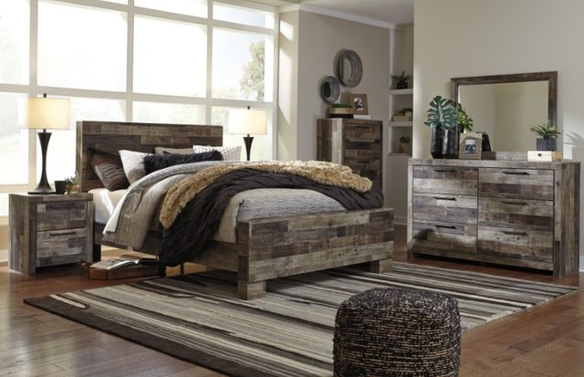 Benchcraft® Derekson 4-Piece Multi Gray King Panel Headboard Bed Set-5
