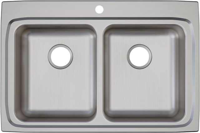 Elkay Lustertone® Classic Lustrous Satin 33" x 22" x 6" 4-Hole Equal Double Bowl Drop-In ADA Sink-1
