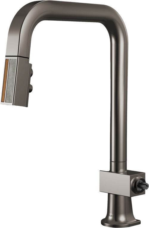 Brizo Frank Lloyd Wright® Brilliance® Black Onyx Kitchen Faucet with Wood and Concrete Wand-0