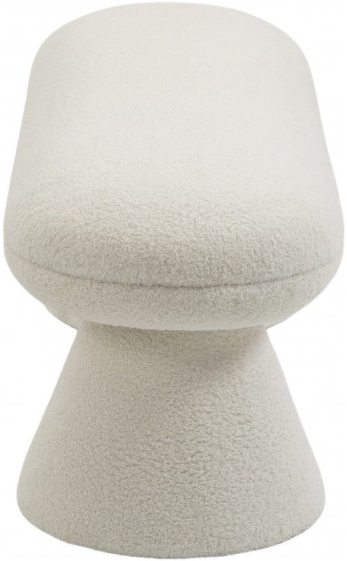 Meridian Furniture Drum Cream Faux Shearling Teddy Fabric Upholstered Bench-2