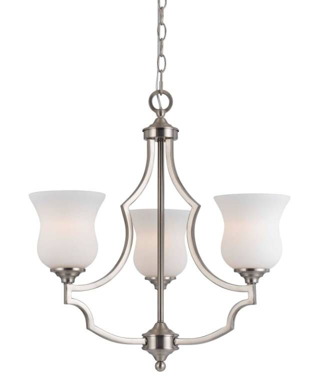 Cal® Lighting & Accessories Barrie Metal 3-Light Frosted White Chandelier-0