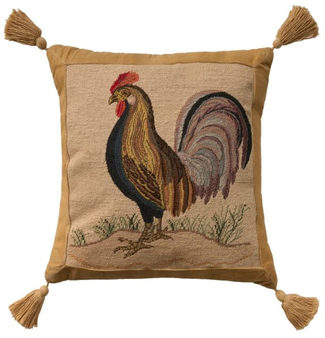 Nourison Home™ Mina Victory Vintage Pillow Beige Rooster 20"x20" Throw Pillow-0