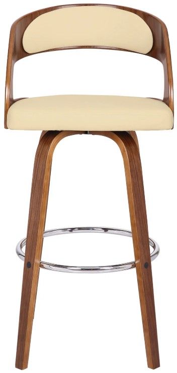 Armen Living Shelly 2-Piece Cream/Walnut Barstool Set-2