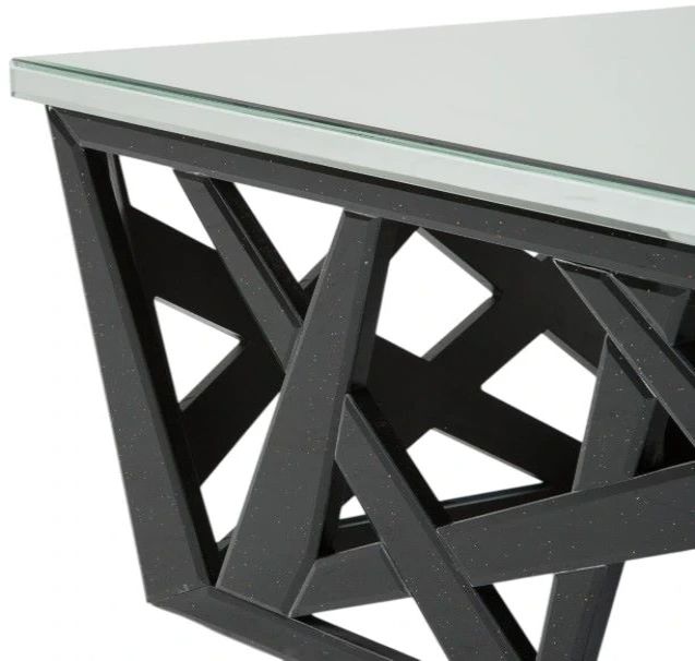 Michael Amini® Montreal™ Mirrored Cocktail Table with Black Base-1