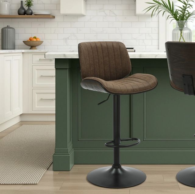 Armen Living Brock Black/Espresso/Vintage Dark Brown Barstool-1