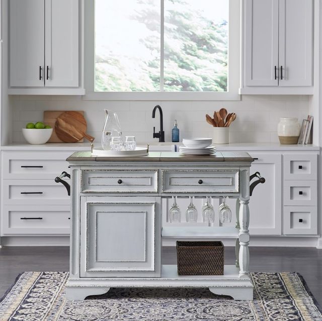 Liberty Furniture Magnolia Manor Antique White/Weathered Bark Bar Cart-1