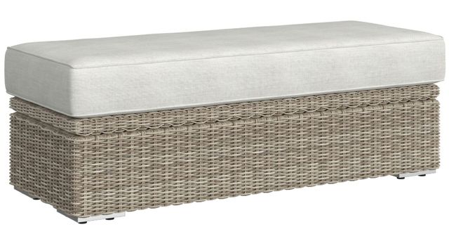 Elements International Carmona Beige/Natural Fabric/Olefin Outdoor Ottoman-0
