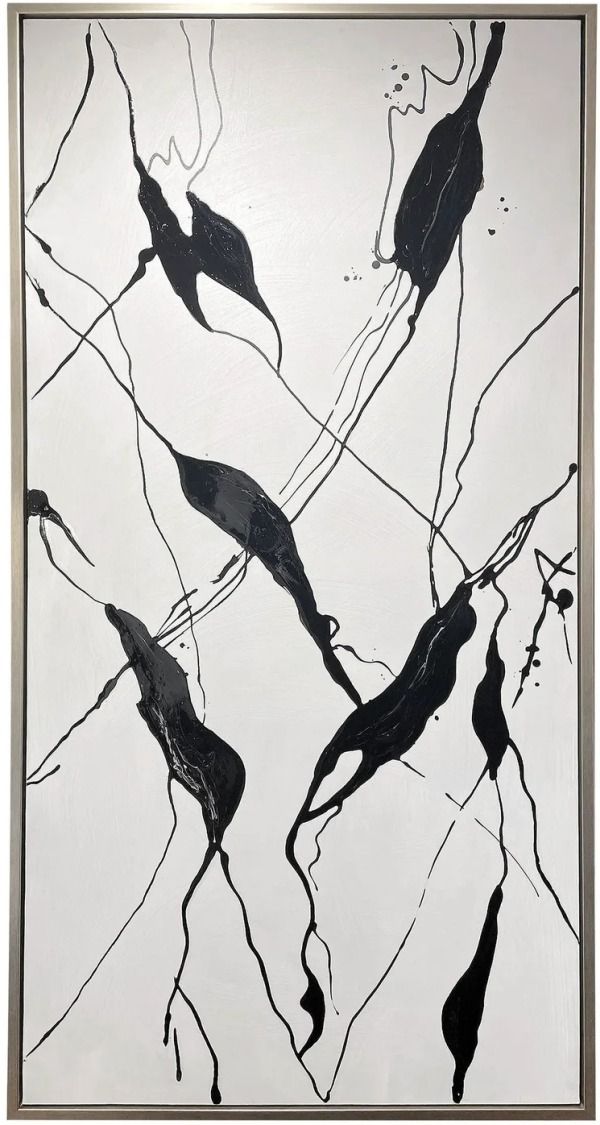 Harp & Finial® Rippling III Black/White Framed Canvas Art-0