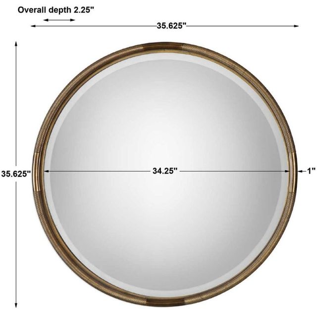 Uttermost® Finnick Antiqued Gold Leaf Round Mirror-2