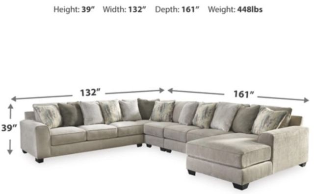 Benchcraft® Ardsley 5-Piece Pewter Right-Arm Facing Sectional and Chaise-1