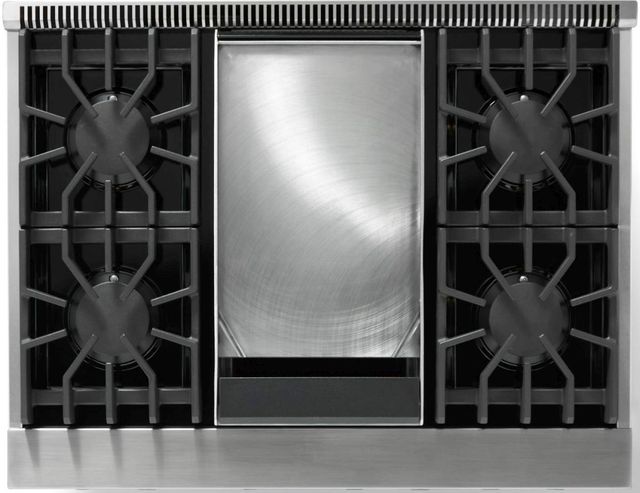 Viking® 5 Series 36" Pure White Pro Style Gas (LP) Range with Brushed Brass Trim-3