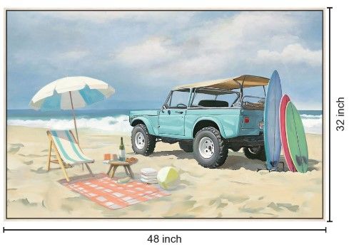 Classy Living Adventurous Jeep on Beach Wall Art-2