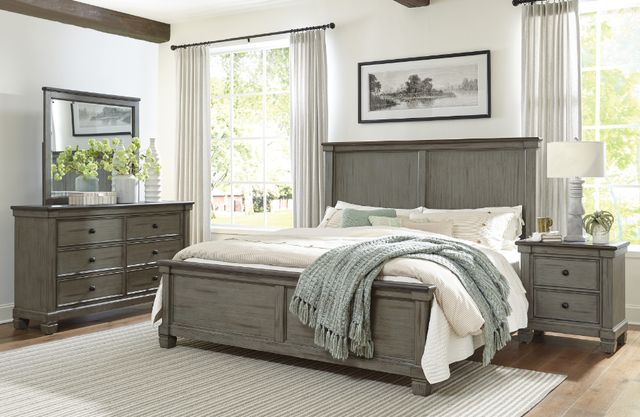 Homelegance® Weaver Antique Gray/Coffee Queen Panel Bed-1
